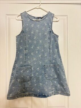 Target Light Blue Denim Bow Print Sleeveless Dress